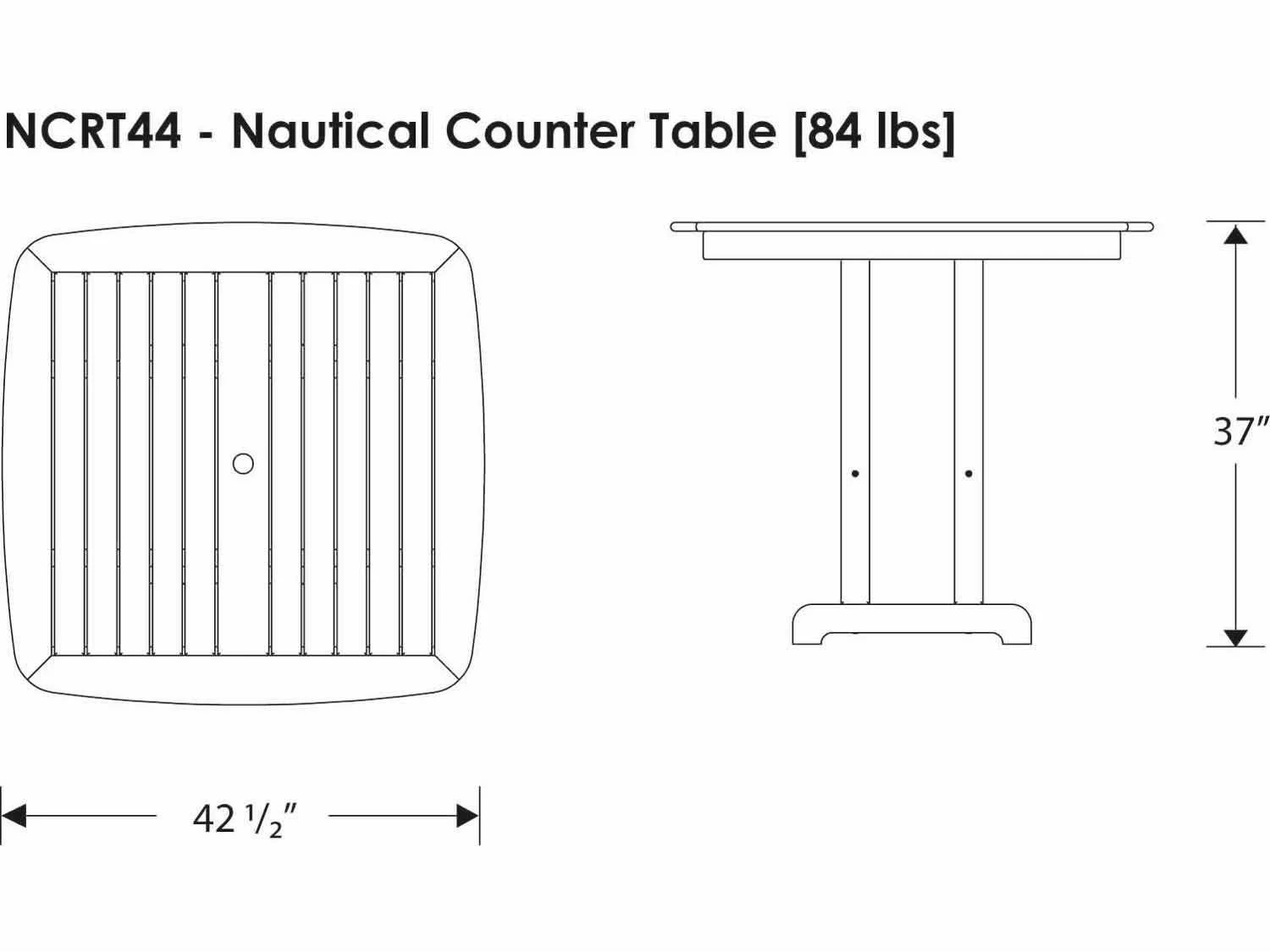 POLYWOOD® Nautical Recycled Plastic 44'' Square Counter Table 8 POLYWOOD® Nautical Recycled Plastic 44'' Square Counter Table - Image 8