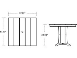 POLYWOOD® Farmhouse Recycled Plastic 37'' Square Dining Table -Patio Vibe Store PWPL81T1L120 zm