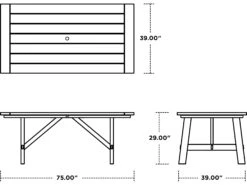 POLYWOOD® Rustic Farmhouse Recycled Trestle 75''W X 39''D Rectangular Dining Table With Umbrella Hole 29 POLYWOOD® Rustic Farmhouse Recycled Trestle 75''W X 39''D Rectangular Dining Table With Umbrella Hole -Patio Vibe Store PWPL83T3L210 zm