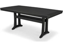 POLYWOOD® Rustic Farmhouse Recycled Trestle 75''W X 39''D Rectangular Dining Table With Umbrella Hole 30 POLYWOOD® Rustic Farmhouse Recycled Trestle 75''W X 39''D Rectangular Dining Table With Umbrella Hole -Patio Vibe Store PWPL83T3L211 zm