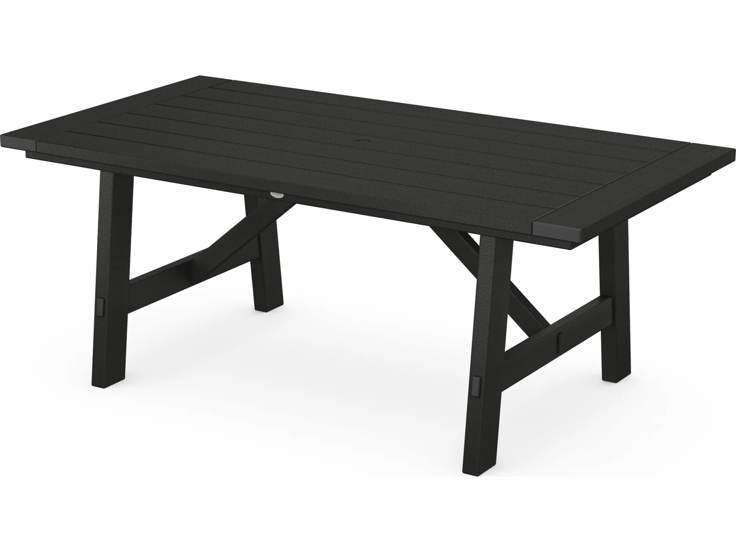 POLYWOOD® Rustic Farmhouse Recycled Trestle 75''W X 39''D Rectangular Dining Table With Umbrella Hole 6 POLYWOOD® Rustic Farmhouse Recycled Trestle 75''W X 39''D Rectangular Dining Table With Umbrella Hole - Image 6