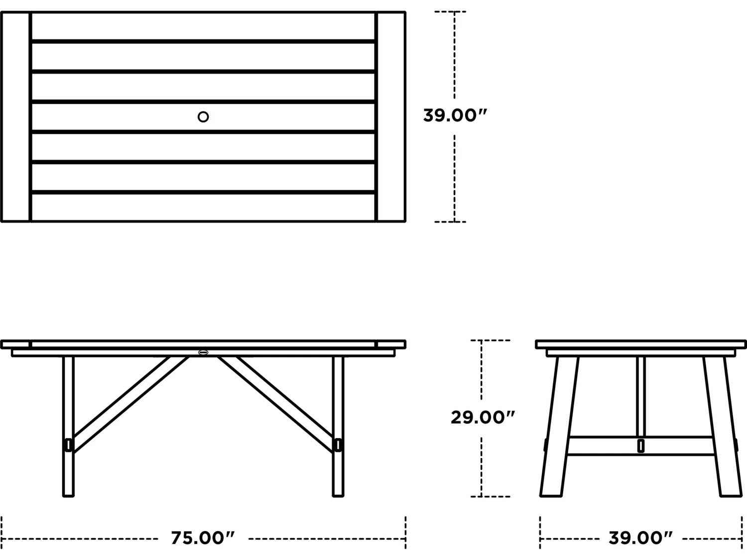POLYWOOD® Rustic Farmhouse Recycled Trestle 75''W X 39''D Rectangular Dining Table With Umbrella Hole 20 POLYWOOD® Rustic Farmhouse Recycled Trestle 75''W X 39''D Rectangular Dining Table With Umbrella Hole - Image 20