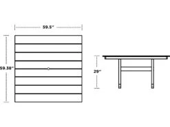 POLYWOOD® Farmhouse Recycled Plastic 59'' Square Dining Table -Patio Vibe Store PWPL85T1L120 zm