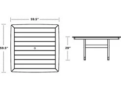 POLYWOOD® Nautical Recycled Plastic 59'' Square Dining Table -Patio Vibe Store PWPL85T2L120 zm