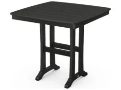 POLYWOOD® Nautical Recycled Plastic Trestle 37'' Square Counter Table With Umbrella Hole
