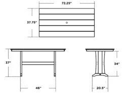 POLYWOOD® Farmhouse Recycled Plastic Trestle 72''W X 37''D Rectangular Counter Table With Umbrella Hole -Patio Vibe Store PWPLR83T1L18 zm