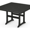 POLYWOOD® Farmhouse Recycled Plastic Trestle 59'' Square Counter Table With Umbrella Hole