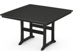 POLYWOOD® Farmhouse Recycled Plastic Trestle 59'' Square Counter Table With Umbrella Hole