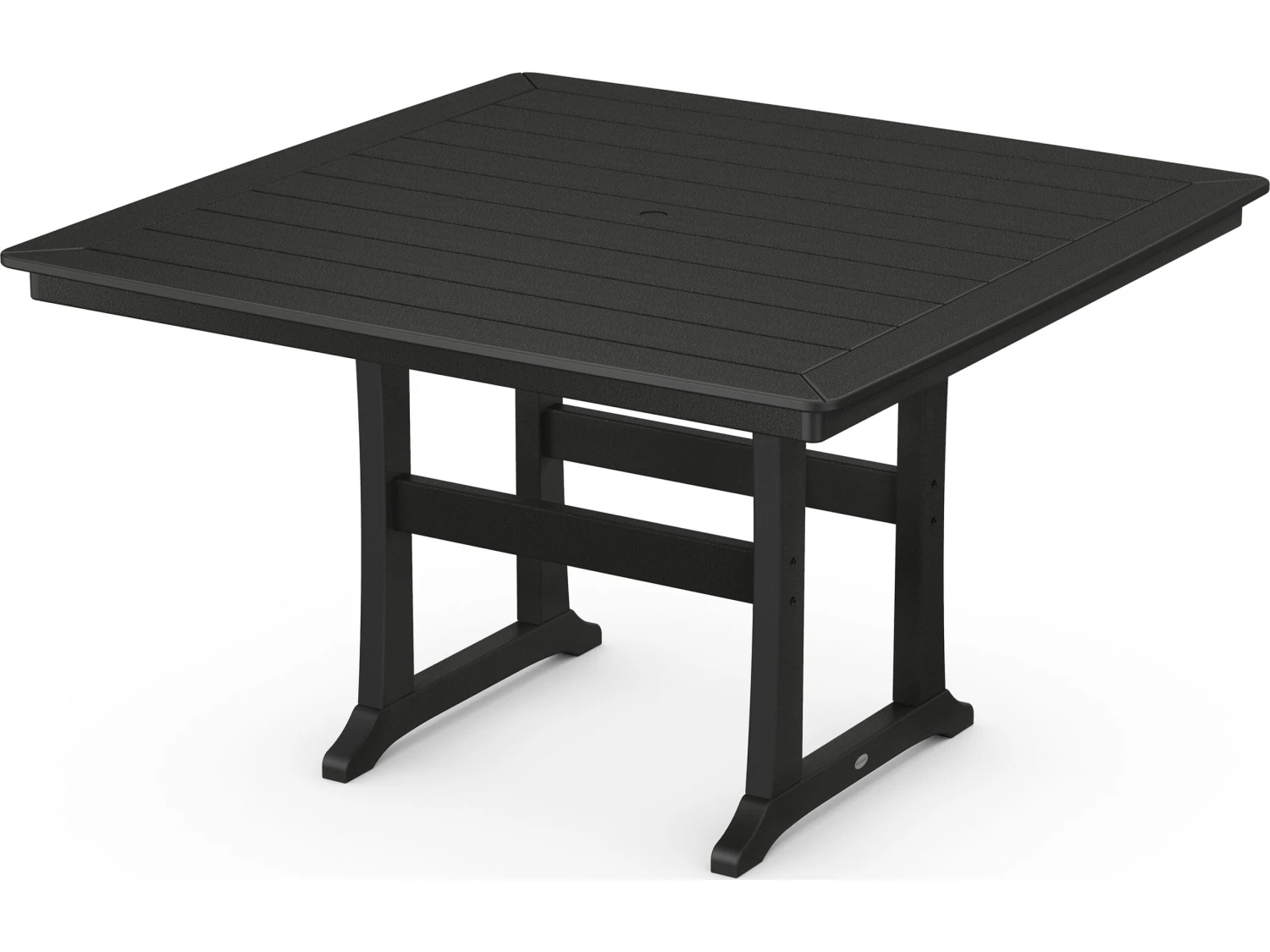 POLYWOOD® Farmhouse Recycled Plastic Trestle 59'' Square Counter Table With Umbrella Hole 1 POLYWOOD® Farmhouse Recycled Plastic Trestle 59'' Square Counter Table With Umbrella Hole