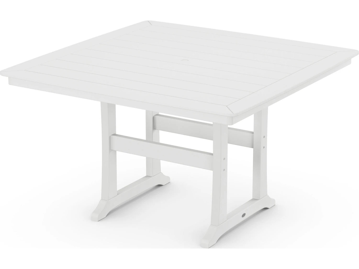 POLYWOOD® Farmhouse Recycled Plastic Trestle 59'' Square Counter Table With Umbrella Hole 7 POLYWOOD® Farmhouse Recycled Plastic Trestle 59'' Square Counter Table With Umbrella Hole - Image 7