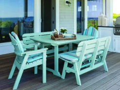 Seaside Casual Portsmouth Recycled Plastic 56''W X 42''D Rectangular Dining Table With Umbrella Hole -Patio Vibe Store SSC0532 zm