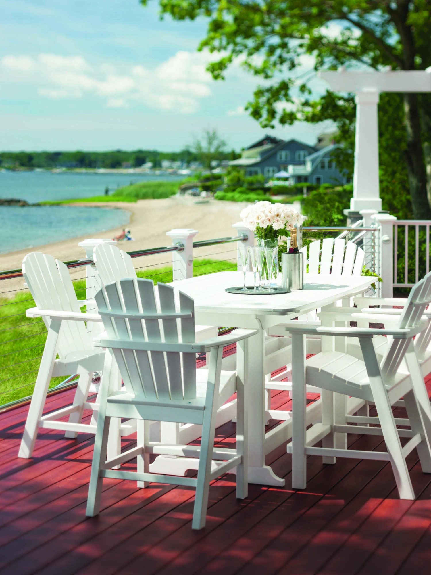 Seaside Casual Portsmouth Recycled Plastic 72''W X 42''D Rectangular Counter Table With Umbrella Hole 4 Seaside Casual Portsmouth Recycled Plastic 72''W X 42''D Rectangular Counter Table With Umbrella Hole - Image 4