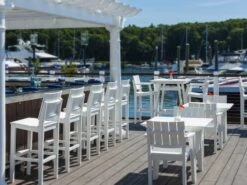 Seaside Casual Mad Recycled Plastic 33'' Square Counter Table With Umbrella Hole