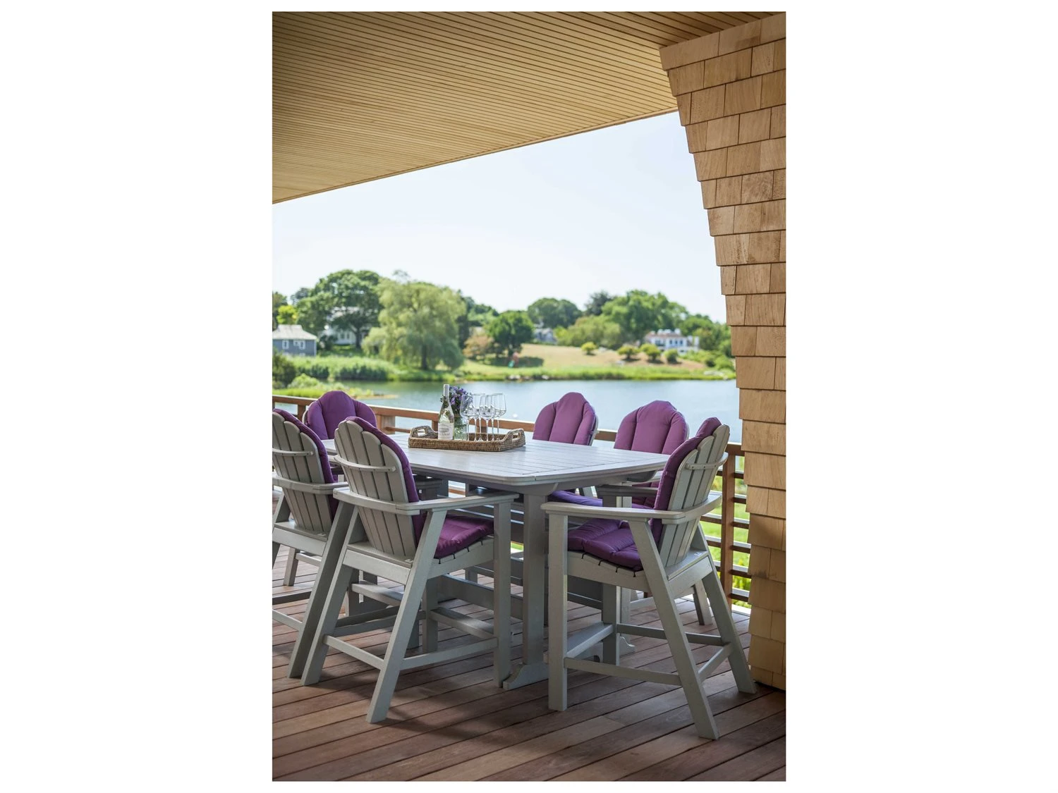 Seaside Casual Portsmouth Recycled Plastic 72''W X 42''D Rectangular Counter Table With Umbrella Hole 2 Seaside Casual Portsmouth Recycled Plastic 72''W X 42''D Rectangular Counter Table With Umbrella Hole - Image 2