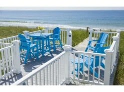 Seaside Casual Mad Recycled Plastic 33'' Square Counter Table With Umbrella Hole -Patio Vibe Store SSCCLSSCACNTRSET1 zm