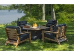 Seaside Casual Aura Recycled Plastic 50'' Round Chat Fire Pit Table