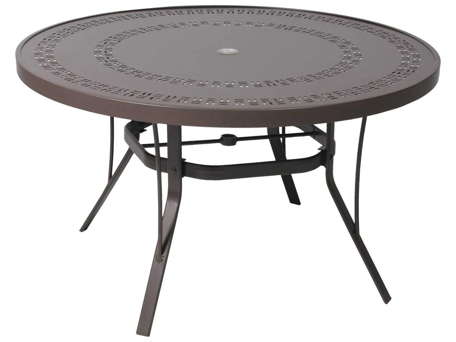 Suncoast Patterned Square Aluminum 42'' Round Dining Table With Umbrella Hole 2 Suncoast Patterned Square Aluminum 42'' Round Dining Table With Umbrella Hole - Image 2
