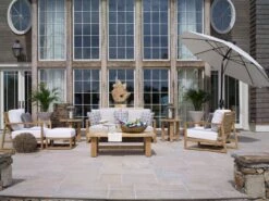 Summer Classics Croquet Teak 24.25'' Round End Table 11 Summer Classics Croquet Teak 24.25'' Round End Table -Patio Vibe Store SUMAVNDLETEAKLNGSET11 zm