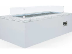 Sunset West White Carrara Marble Aluminum 60''W X 30''D Rectangular Fire Pit Table -Patio Vibe Store SW6706FT60301 zm