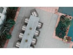 Sunset West Teak 79-118''W X 40''D Rectangular Umbrella Hole Dining Table