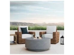 Sunset West Gravelstone Concrete 41''W Round Fire Pit Table