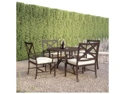 Sunset West La Jolla Aluminum 48'' Wide Round Dining Table -Patio Vibe Store SWLAJJLQCKDINSET11 zm