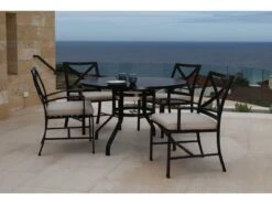 Sunset West La Jolla Aluminum 48'' Wide Round Dining Table -Patio Vibe Store SWLAJJLQCKDINSET1 zm