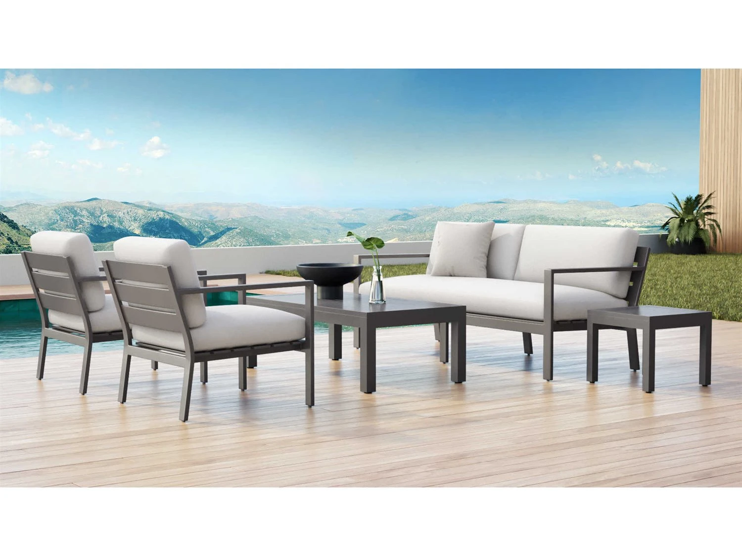 Sunset West Vegas Aluminum 21'' Wide Square End Table 2 Sunset West Vegas Aluminum 21'' Wide Square End Table - Image 2