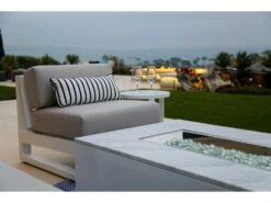 Sunset West White Carrara Marble Aluminum 60''W X 30''D Rectangular Fire Pit Table -Patio Vibe Store SWNWPRTQCKFRPTLNGSET11 zm