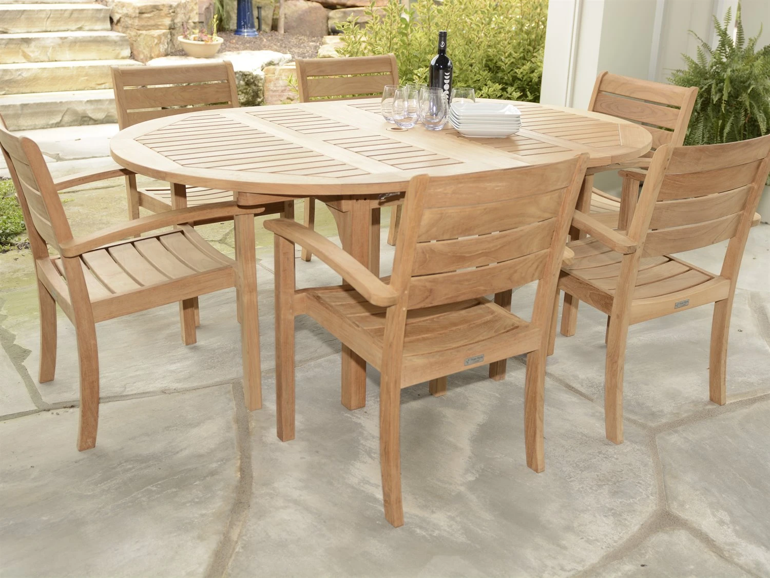 Three Birds Casual Chelsea Teak 48-72 Round Extension Table 2 Three Birds Casual Chelsea Teak 48-72 Round Extension Table - Image 2
