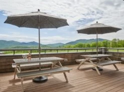 Telescope Casual Plymouth Bay MGP Aluminum 64''W X 66''D Rectangular Picnic Table W/ Umbrella Hole