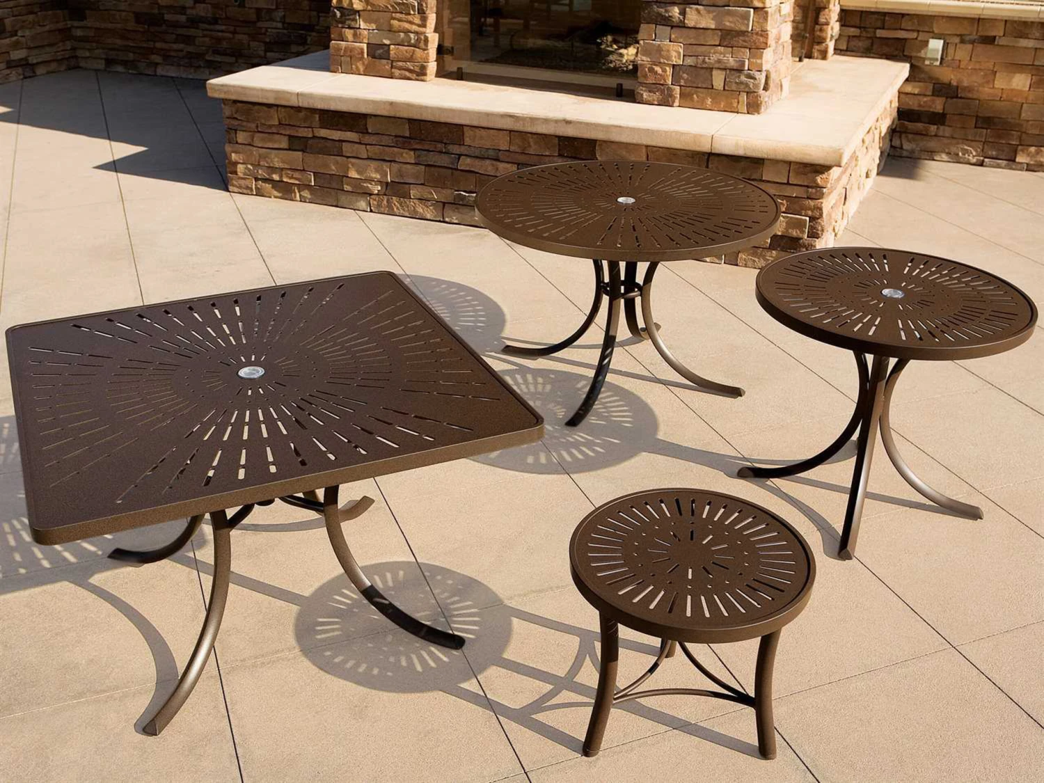 Tropitone La Stratta Aluminum 42'' Square Dining Table With Umbrella Hole 5 Tropitone La Stratta Aluminum 42'' Square Dining Table With Umbrella Hole - Image 5