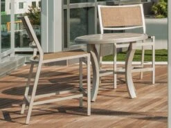 Tropitone Banchetto Slat Aluminum 48'' Round KD Counter Table With Umbrella Hole