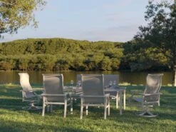 Tropitone Amici Aluminum 66''W X 42''D Rectangular KD Dining Table With Umbrella Hole