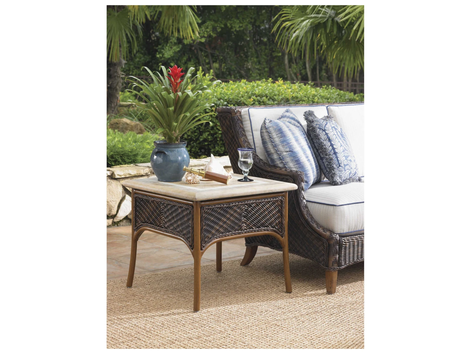 Tommy Bahama Outdoor Island Estate Lanai Wicker 26'' Square Accent Table 2 Tommy Bahama Outdoor Island Estate Lanai Wicker 26'' Square Accent Table - Image 2