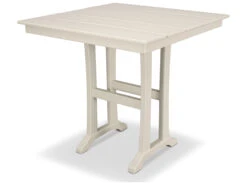 Trex® Outdoor Furniture™ Farmhouse Trestle Recycled Plastic 37'' Square Counter Table With Umbrella Hole -Patio Vibe Store TRXTXPLR81T1L14 zm