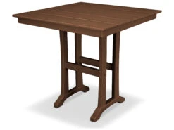 Trex® Outdoor Furniture™ Farmhouse Trestle Recycled Plastic 37'' Square Counter Table With Umbrella Hole -Patio Vibe Store TRXTXPLR81T1L16 zm