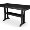 Trex® Outdoor Furniture™ Farmhouse Trestle Recycled Plastic 72''W X 37''D Rectangular Counter Table With Umbrella Hole
