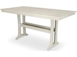 Trex® Outdoor Furniture™ Farmhouse Trestle Recycled Plastic 72''W X 37''D Rectangular Counter Table With Umbrella Hole -Patio Vibe Store TRXTXPLR83T1L14 zm