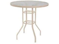 Windward Design Group Glass Top Aluminum 42'' Round Balcony Table With Umbrella Hole