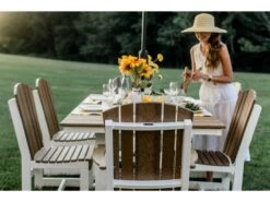 Wildridge Heritage Recycled Plastic 72''W X 44''D Rectangular Dining Table With Umbrella Hole -Patio Vibe Store WLRHRTGEDINSET121 zm