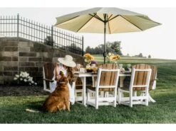 Wildridge Heritage Recycled Plastic 72''W X 44''D Rectangular Dining Table With Umbrella Hole -Patio Vibe Store WLRHRTGEDINSET61 zm