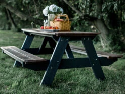 Quick Ship Wildridge Heritage Recycled Plastic 72''W X 60''D Rectangular Picnic Table With Benches -Patio Vibe Store WLRQSLCC16510 zm