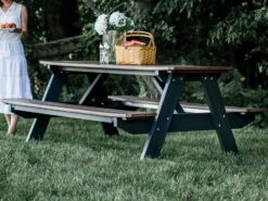 Quick Ship Wildridge Heritage Recycled Plastic 72''W X 60''D Rectangular Picnic Table With Benches -Patio Vibe Store WLRQSLCC1654 zm