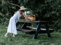 Quick Ship Wildridge Heritage Recycled Plastic 72''W X 60''D Rectangular Picnic Table With Benches -Patio Vibe Store WLRQSLCC1656 zm