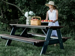 Quick Ship Wildridge Heritage Recycled Plastic 72''W X 60''D Rectangular Picnic Table With Benches -Patio Vibe Store WLRQSLCC1657 zm