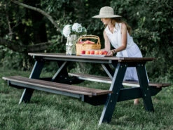 Quick Ship Wildridge Heritage Recycled Plastic 72''W X 60''D Rectangular Picnic Table With Benches -Patio Vibe Store WLRQSLCC1658 zm