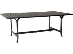 Woodard Seal Cove Aluminum 78''W X 42''D Rectangular Dining Table With Umbrella Hole -Patio Vibe Store WR1X07072 zm