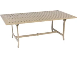 Woodard Seal Cove Aluminum 78''W X 42''D Rectangular Dining Table With Umbrella Hole -Patio Vibe Store WR1X07075 zm
