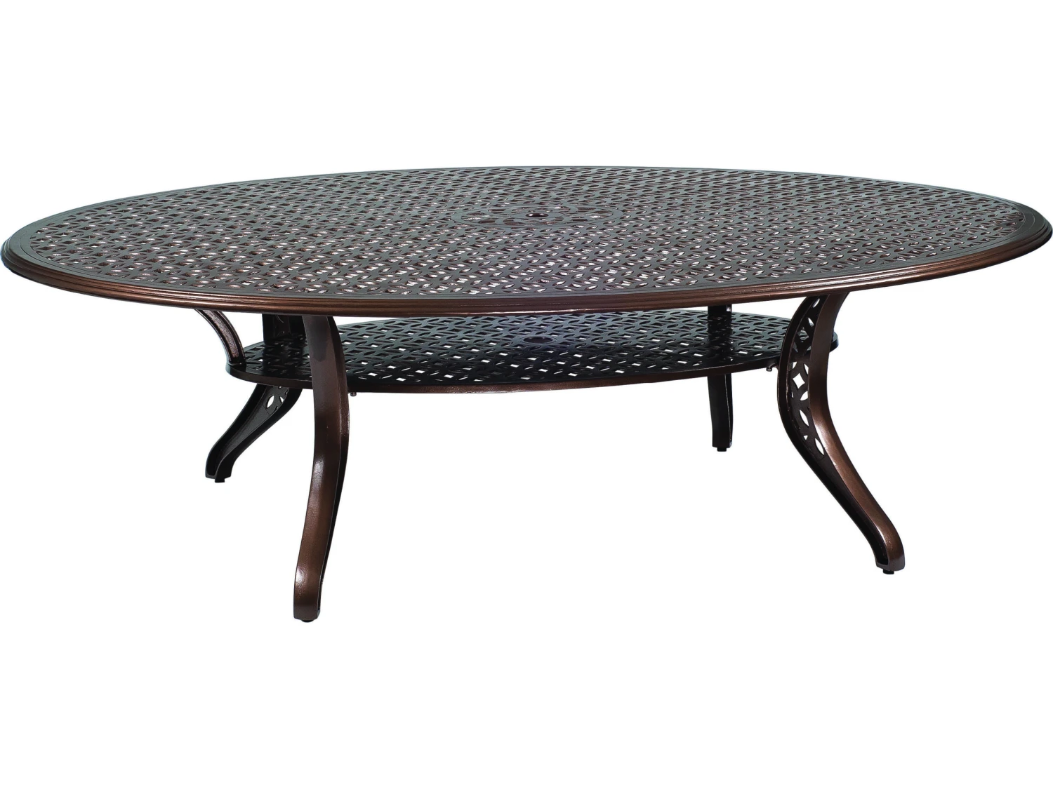 Woodard Casa Cast Aluminum 98''W X 70''D Oval Dining Table With Umbrella Hole 2 Woodard Casa Cast Aluminum 98''W X 70''D Oval Dining Table With Umbrella Hole - Image 2